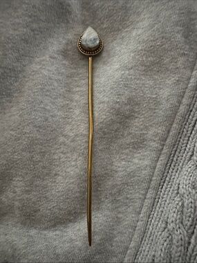 Brass Hair Stick with Teardrop Stone